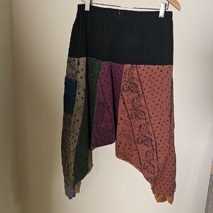 Bohemian Patchwork Harem Low Crotch- Multicolor Pants. Meduim